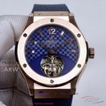 Perfect Replica Hublot Classic Fusion Blue Stamped Dial 45mm Tourbillon Watch